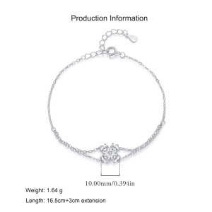 925 Sterling Silver Four-Leaf Clover Heart Bracelet 100100204