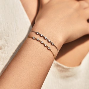 925 Sterling Silver Minimalist Zircon Bracelet 100100205