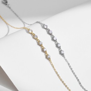 925 Sterling Silver Minimalist Zircon Bracelet 100100205