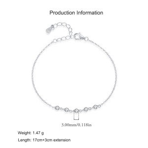 925 Sterling Silver Minimalist Zircon Bracelet 100100205