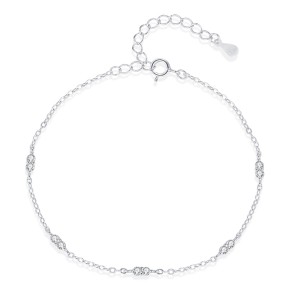 925 Sterling Silver Minimalist Zirconia Bracelet 100100206
