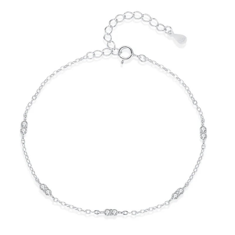 925 Sterling Silver Minimalist Zirconia Bracelet 100100206
