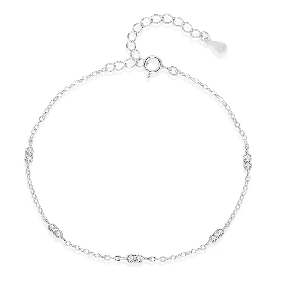 925 Sterling Silver Minimalist Zirconia Bracelet 100100206
