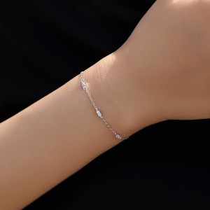 925 Sterling Silver Minimalist Zirconia Bracelet 100100206