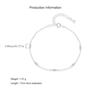 925 Sterling Silver Minimalist Zirconia Bracelet 100100206