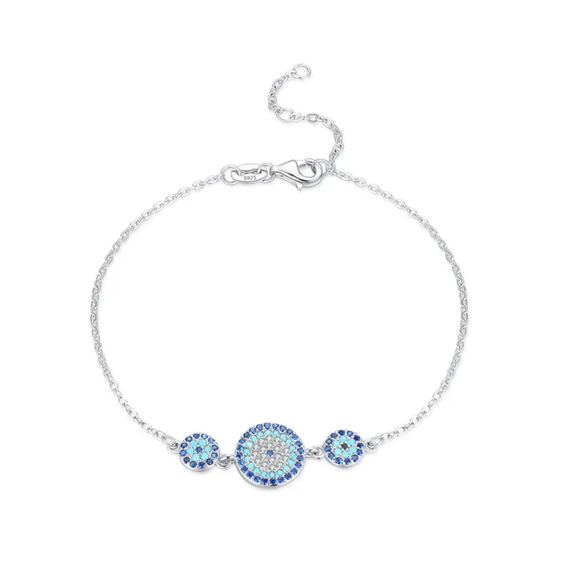 S925 Turquoise Zirconia Evil Eye Protection Bracelet 100100212