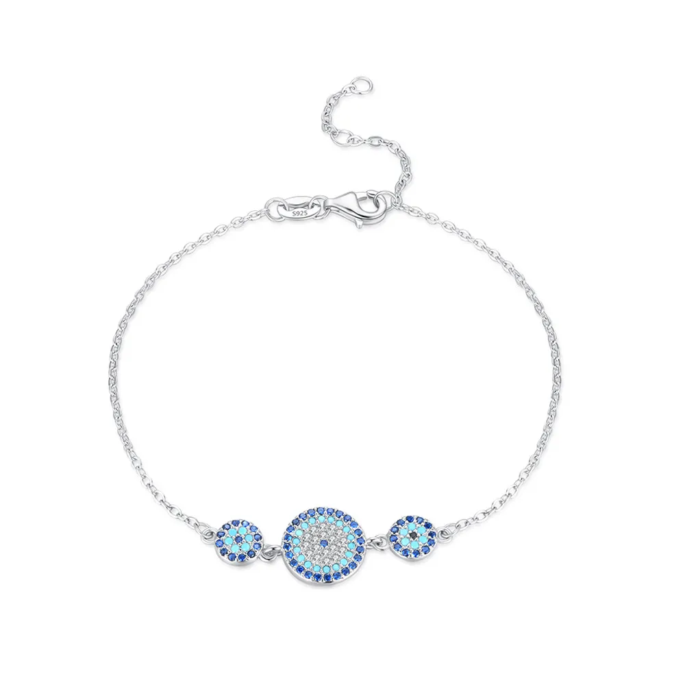 S925 Turquoise Zirconia Evil Eye Protection Bracelet 100100212