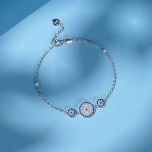 S925 Turquoise Zirconia Evil Eye Protection Bracelet 100100212