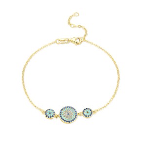 S925 Turquoise Zirconia Evil Eye Protection Bracelet 100100212