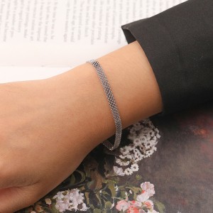 925 Sterling Silver Vintage Woven Chain Bracelet 100100215