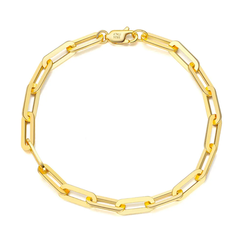 925 Sterling Silver Geometric Paperclip Chain Bracelet 100100218