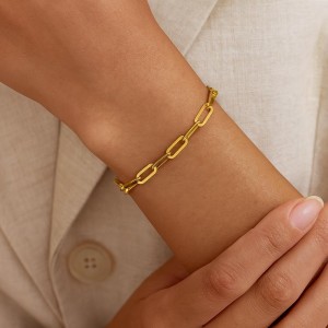 925 Sterling Silver Geometric Paperclip Chain Bracelet 100100218