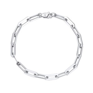 925 Sterling Silver Geometric Paperclip Chain Bracelet 100100218