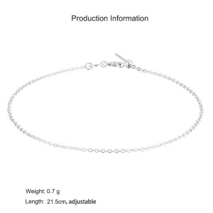 925 Sterling Silver Adjustable Plain Chain Bracelet 100100219