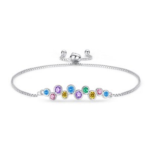 925 Sterling Silver Rainbow Zircon Adjustable Bracelets 100100220