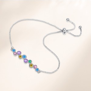 925 Sterling Silver Rainbow Zircon Adjustable Bracelets 100100220