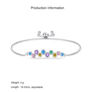 925 Sterling Silver Rainbow Zircon Adjustable Bracelets 100100220
