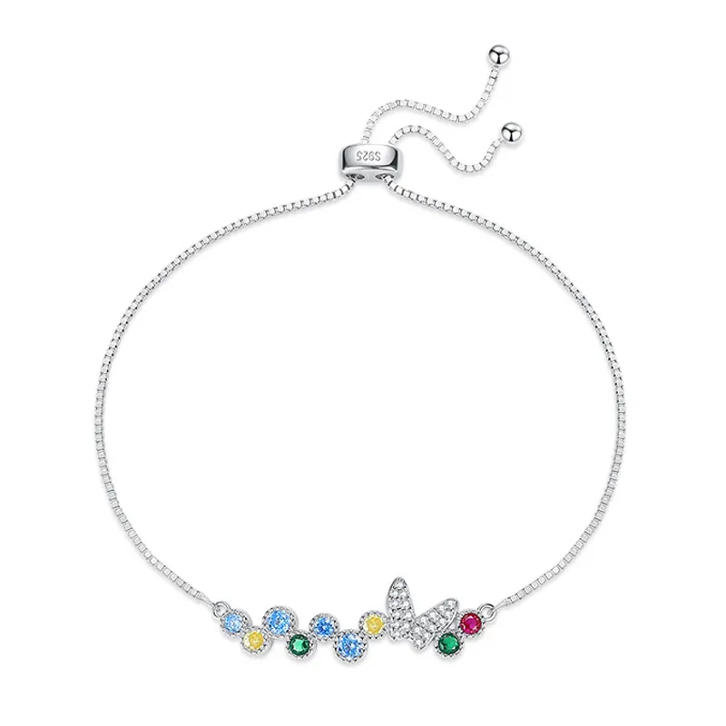 925 Sterling Silver Rainbow Butterfly CZ Bracelet 100100221