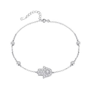 925 Sterling Silver Hamsa Hand Evil Eye Protection Bracelets 100100222