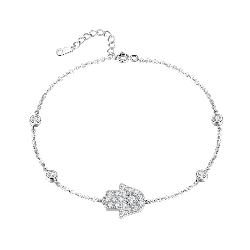 925 Sterling Silver Hamsa Hand Evil Eye Protection Bracelets 100100222
