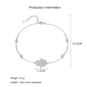 925 Sterling Silver Hamsa Hand Evil Eye Protection Bracelets 100100222