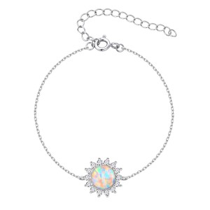 925 Sterling Silver 8mm Natural Opal Bracelet 100100223 925 Sterling Silver 8mm Natural Opal Bracelet 100100223