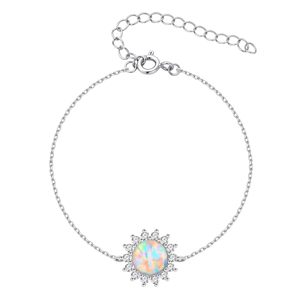 925 Sterling Silver 8mm Natural Opal Bracelet 100100223 925 Sterling Silver 8mm Natural Opal Bracelet 100100223