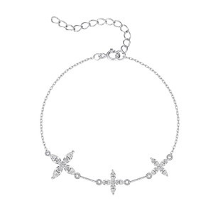 925 Sterling Silver Zircon Lucky Clover Bracelet 100100225 925 Sterling Silver Zircon Lucky Clover Bracelet 100100225