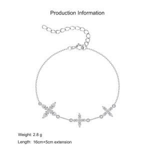 925 Sterling Silver Zircon Lucky Clover Bracelet 100100225 925 Sterling Silver Zircon Lucky Clover Bracelet 100100225