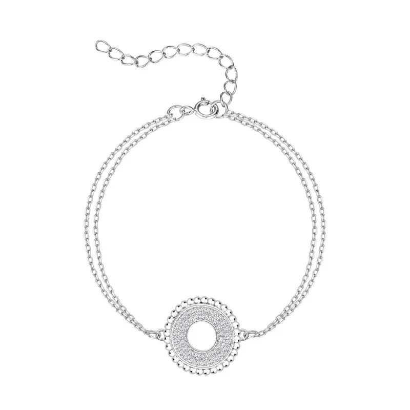 925 Sterling Silver Round Halo Adjustable Zircon Bracelets 100100226