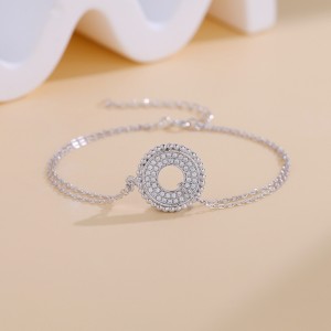925 Sterling Silver Round Halo Adjustable Zircon Bracelets 100100226