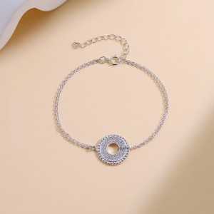 925 Sterling Silver Round Halo Adjustable Zircon Bracelets 100100226