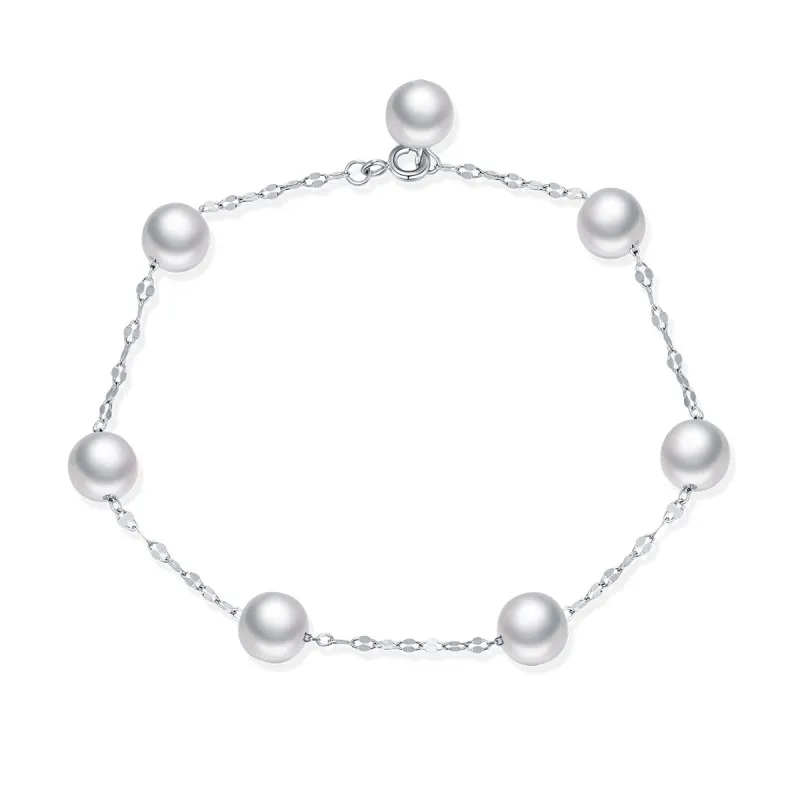 925 Sterling Silver Elegant Glass Pearl Bracelet 100100229