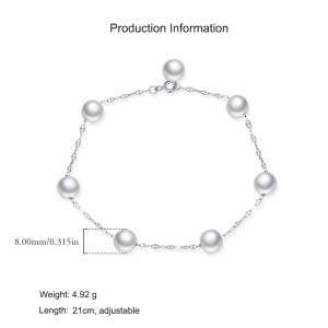 925 Sterling Silver Elegant Glass Pearl Bracelet 100100229 925 Sterling Silver Elegant Glass Pearl Bracelet 100100229