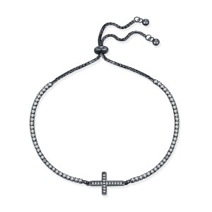 925 Sterling Silver Zircon Cross Adjustable Bracelet 100100230 925 Sterling Silver Zircon Cross Adjustable Bracelet 100100230