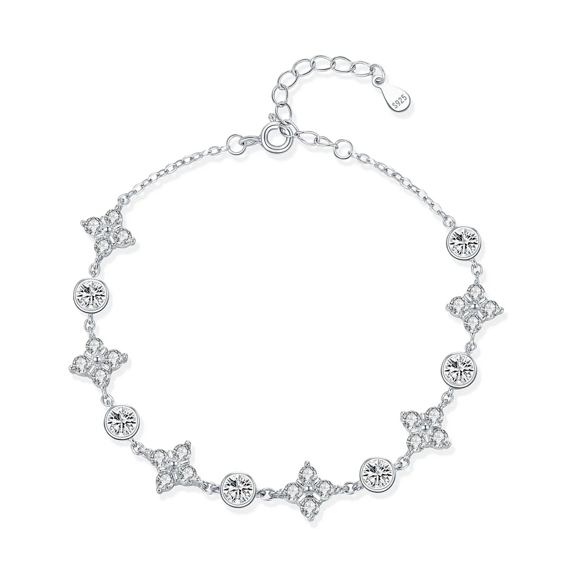 925 Sterling Silver Zircon Lucky Clover Bracelet 100100231 925 Sterling Silver Zircon Lucky Clover Bracelet 100100231