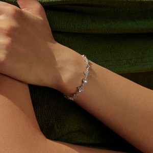 925 Sterling Silver Zircon Lucky Clover Bracelet 100100231 925 Sterling Silver Zircon Lucky Clover Bracelet 100100231