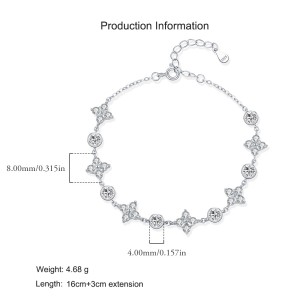 925 Sterling Silver Zircon Lucky Clover Bracelet 100100231 925 Sterling Silver Zircon Lucky Clover Bracelet 100100231