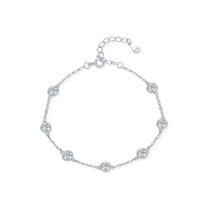 925 Sterling Silver Zircon Bubble Chain Bracelet 100100232 925 Sterling Silver Zircon Bubble Chain Bracelet 100100232