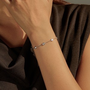 925 Sterling Silver Zircon Bubble Chain Bracelet 100100232 925 Sterling Silver Zircon Bubble Chain Bracelet 100100232