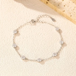 925 Sterling Silver Zircon Bubble Chain Bracelet 100100232 925 Sterling Silver Zircon Bubble Chain Bracelet 100100232