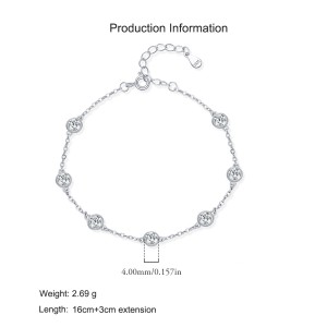 925 Sterling Silver Zircon Bubble Chain Bracelet 100100232 925 Sterling Silver Zircon Bubble Chain Bracelet 100100232
