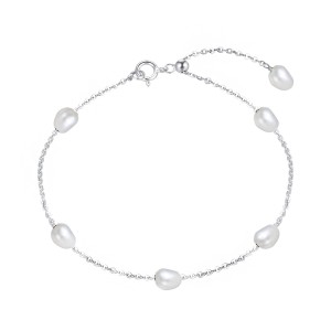 925 Sterling Silver Freshwater Pearl Chain Bracelet 100100233 925 Sterling Silver Freshwater Pearl Chain Bracelet 100100233