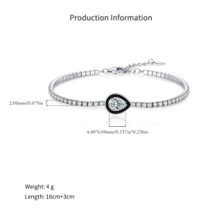 925 Sterling Silver Black Enamel Pear Shape CZ Slider Tennis Bracelet 100100236 925 Sterling Silver Black Enamel Pear Shape CZ Slider Tennis Bracelet 100100236