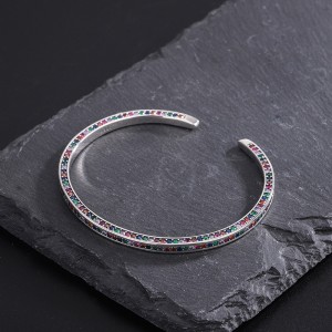 Rainbow 3 Sides Zirconia Cuff Bangles 100200002