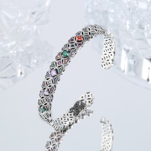 Vintage Rainbow Zirconia Flower Cuff Bangles 100200009 Vintage Rainbow Zirconia Flower Cuff Bangles 100200009