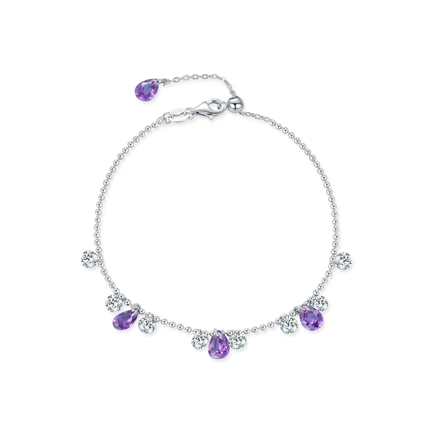 S925 Violet Zirconia Beads Bracelet 100400002