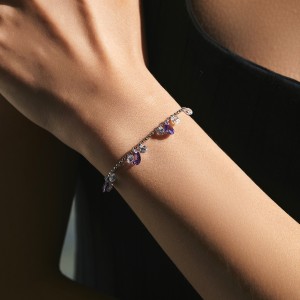 S925 Violet Zirconia Beads Bracelet 100400002