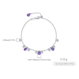 S925 Violet Zirconia Beads Bracelet 100400002