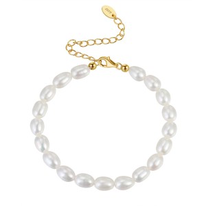925 Sterling Silver Baroque Pearl Bracelet 100500001